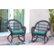 Santa Maria Espresso Wicker Rocker Chair with Cushion - Set of 2