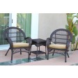 3pc Santa Maria Espresso Wicker Chair Set With Cushions