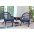 3pc Santa Maria Espresso Wicker Chair Set With Cushions
