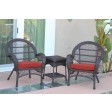 3pc Santa Maria Espresso Wicker Chair Set With Cushions