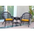 3pc Santa Maria Espresso Wicker Chair Set With Cushions