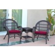 3pc Santa Maria Espresso Wicker Chair Set With Cushions