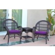 3pc Santa Maria Espresso Wicker Chair Set With Cushions