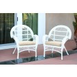 Santa Maria White Wicker Chair with Ivory Cushion - Set of 2