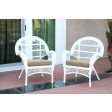 Santa Maria White Wicker Chair with Tan Cushion - Set of 4