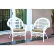 Santa Maria White Wicker Chair with Cushion Set of 2