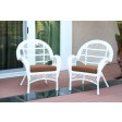 Santa Maria White Wicker Chair with Cushion Set of 2