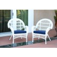 Santa Maria White Wicker Chair with Cushion Set of 2
