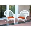 Santa Maria White Wicker Chair with Cushion Set of 2