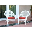 Santa Maria White Wicker Chair with Cushion Set of 2