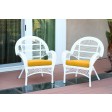 Santa Maria White Wicker Chair with Cushion Set of 2