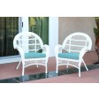 Santa Maria White Wicker Chair with Cushion Set of 2