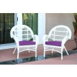 Santa Maria White Wicker Chair with Cushion Set of 2