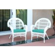 Santa Maria White Wicker Chair with Cushion Set of 2