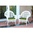 Santa Maria White Wicker Chair with Cushion Set of 2