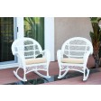 Santa Maria White Wicker Rocker Chair with Cushion - Set of 2