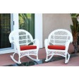Santa Maria White Wicker Rocker Chair with Cushion - Set of 2