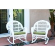 Santa Maria White Wicker Rocker Chair with Cushion - Set of 2