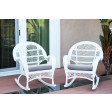 Santa Maria White Wicker Rocker Chair with Steel Blue Cushion - Set of 2