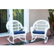 Santa Maria White Wicker Rocker Chair with Cushion Set of 4