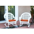 Santa Maria White Wicker Rocker Chair with Cushion Set of 4