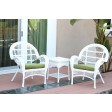 3pc Santa Maria White Wicker Chair Set With Cushions