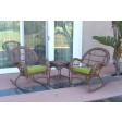 3pc Santa Maria Honey Rocker Wicker Chair Set - Sage Green Cushions