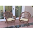 Santa Maria Honey Wicker Chair with Ivory Cushion - Set of 2