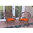 Santa Maria Honey Wicker Chair with Cushion Set of 2