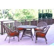 5pc Santa Maria Honey Wicker Dining Set - Brick Red Cushions