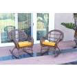 Santa Maria Honey Wicker Rocker Chair with Cushion - Set of 2