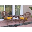 3pc Santa Maria Honey Wicker Chair Set With Cushions
