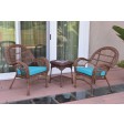 3pc Santa Maria Honey Wicker Chair Set With Cushions