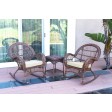 3pc Santa Maria Honey Rocker Wicker Chair Set With Cushions