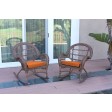 3pc Santa Maria Honey Rocker Wicker Chair Set With Cushions