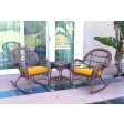 3pc Santa Maria Honey Rocker Wicker Chair Set With Cushions