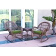 3pc Santa Maria Honey Rocker Wicker Chair Set With Cushions