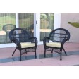 Santa Maria Black Wicker Chair with Cushion Set of 2