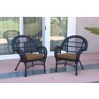 Santa Maria Black Wicker Chair with Cushion Set of 2