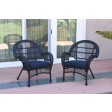 Santa Maria Black Wicker Chair with Cushion Set of 2
