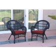 Santa Maria Black Wicker Chair with Cushion Set of 2