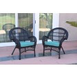 Santa Maria Black Wicker Chair with Cushion Set of 2