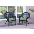 Santa Maria Black Wicker Chair with Cushion Set of 2