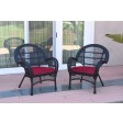 Santa Maria Black Wicker Chair with Cushion Set of 2