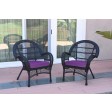 Santa Maria Black Wicker Chair with Cushion Set of 2