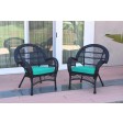 Santa Maria Black Wicker Chair with Cushion Set of 2
