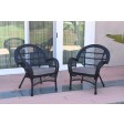 Santa Maria Black Wicker Chair with Cushion Set of 2