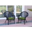 Santa Maria Black Wicker Chair with Cushion Set of 2