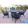 5pc Santa Maria Black Wicker Dining Set - Midnight Blue Cushions