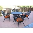5pc Santa Maria Black Wicker Dining Set - Orange Cushions
